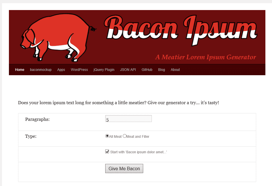 Bacon Ipsum generator