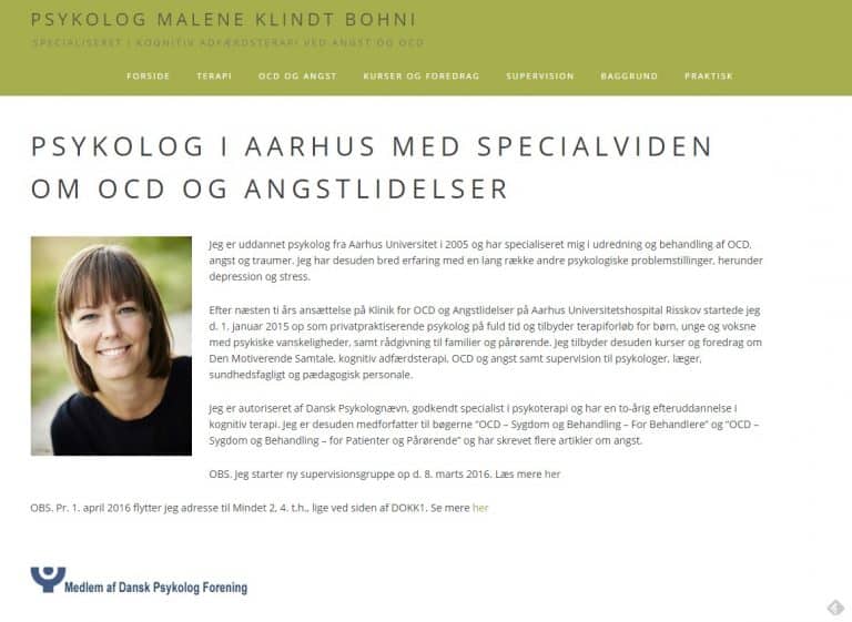 Websted: Psykolog Malene Klindt Bohni