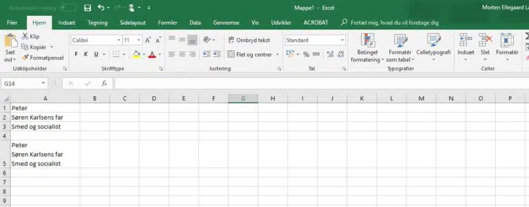 Hvordan indsætter jeg flere linjer i én celle i Excel?