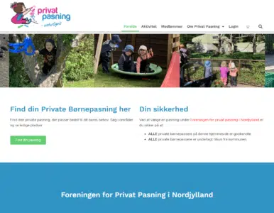 Screenshot af forsiden privatbornepasning.dk