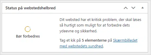 Screenshot status på webstedshelbred