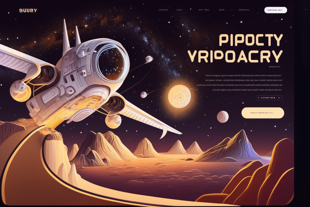 Mockup landing page for space tour